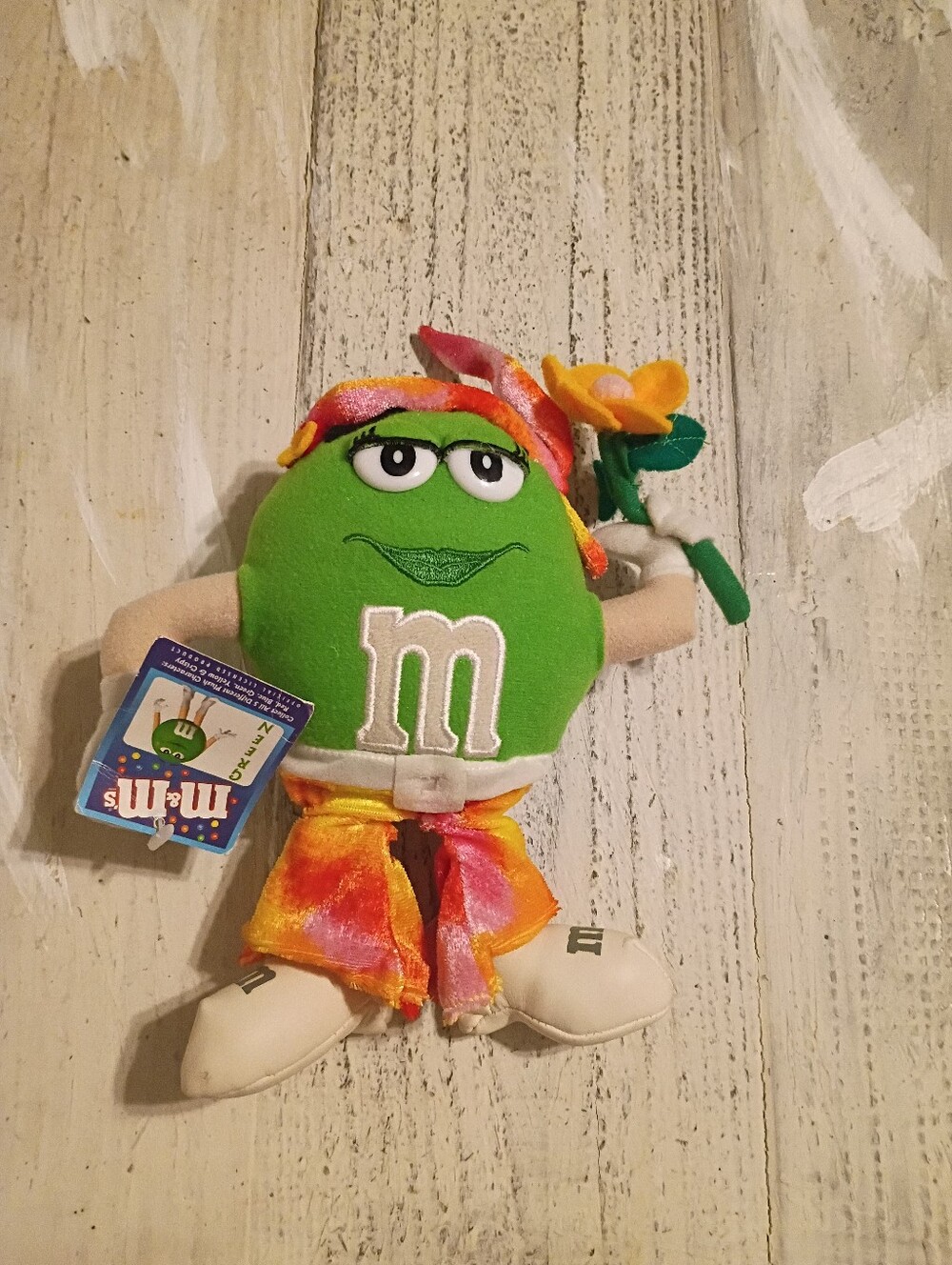 M&M's Peace Child Female Heels Green Promo Plush 2003 Nanco Hippie Boho  '90s